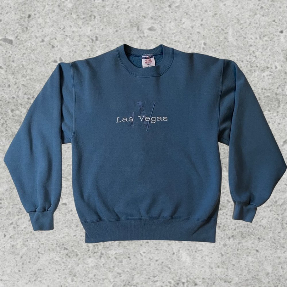 Vintage 90's Las Vegas Nevada Stitched Crewneck Blue Size Small
